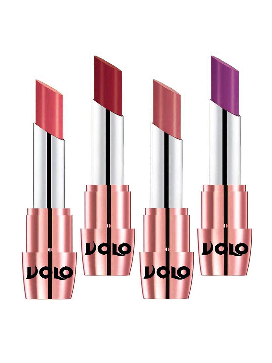 

VOLO Set Of 4 Creme Matte Lipstick - 3.5 g Each - Purple-Light Peach-Red-Dark Peach