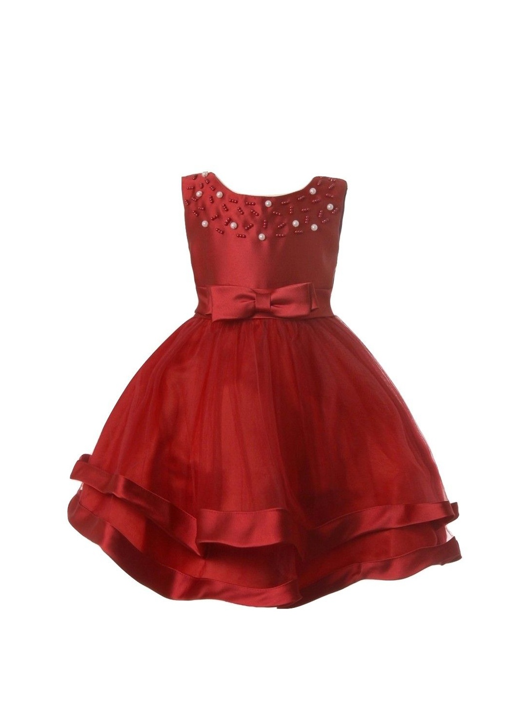 

Pink Wings Girls Embellished Net Fit & Flare Dress, Maroon