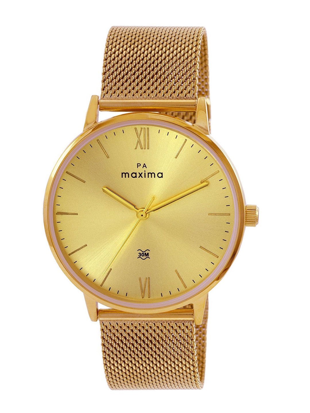 

maxima Men Embellished Dial & Stainless Steel Straps Analogue Watch 66470CMGY, Gold