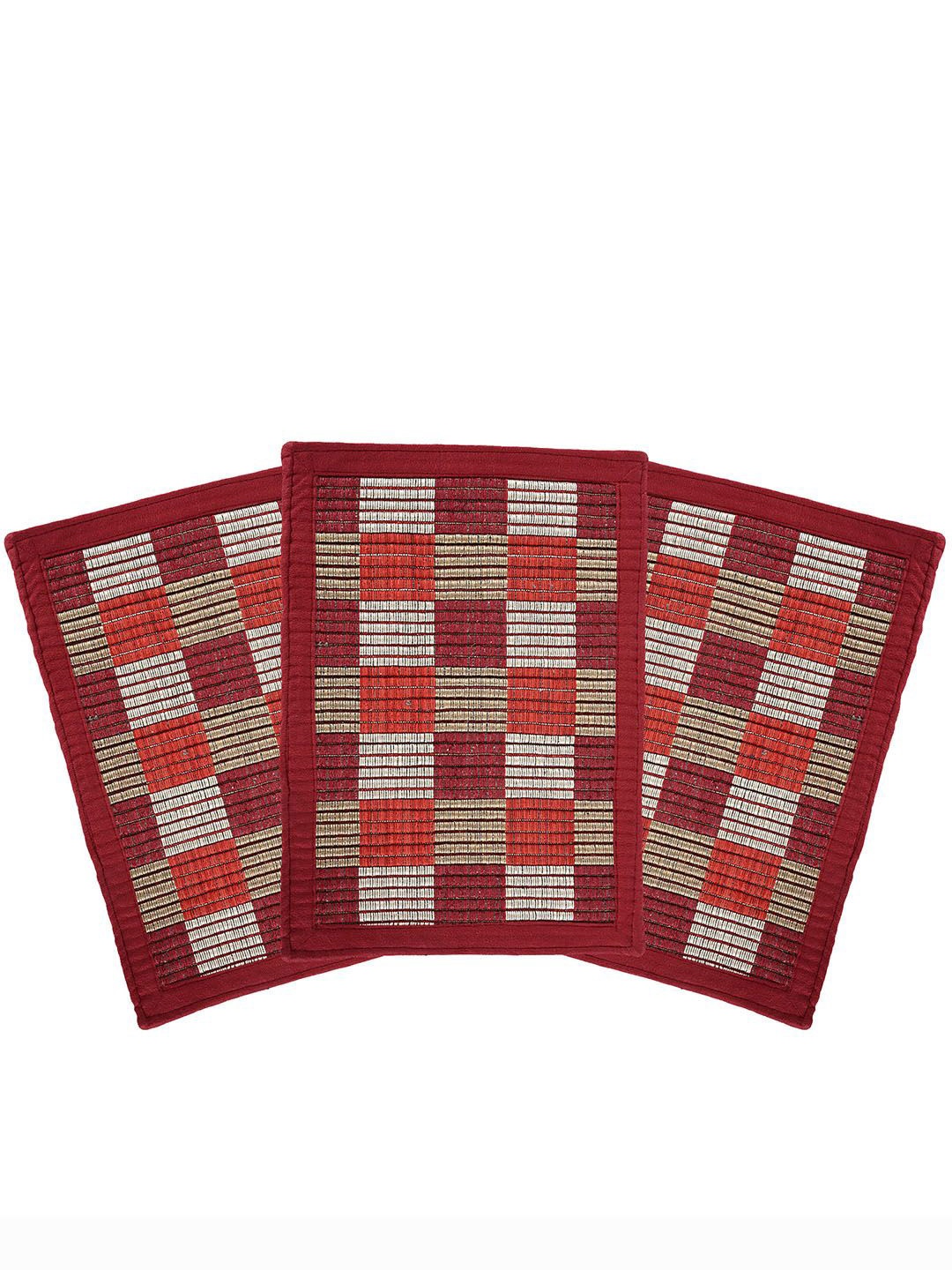 

Kuber Industries Maroon & Cream-Colored 3 Pieces Checked Anti-Slip Doormats