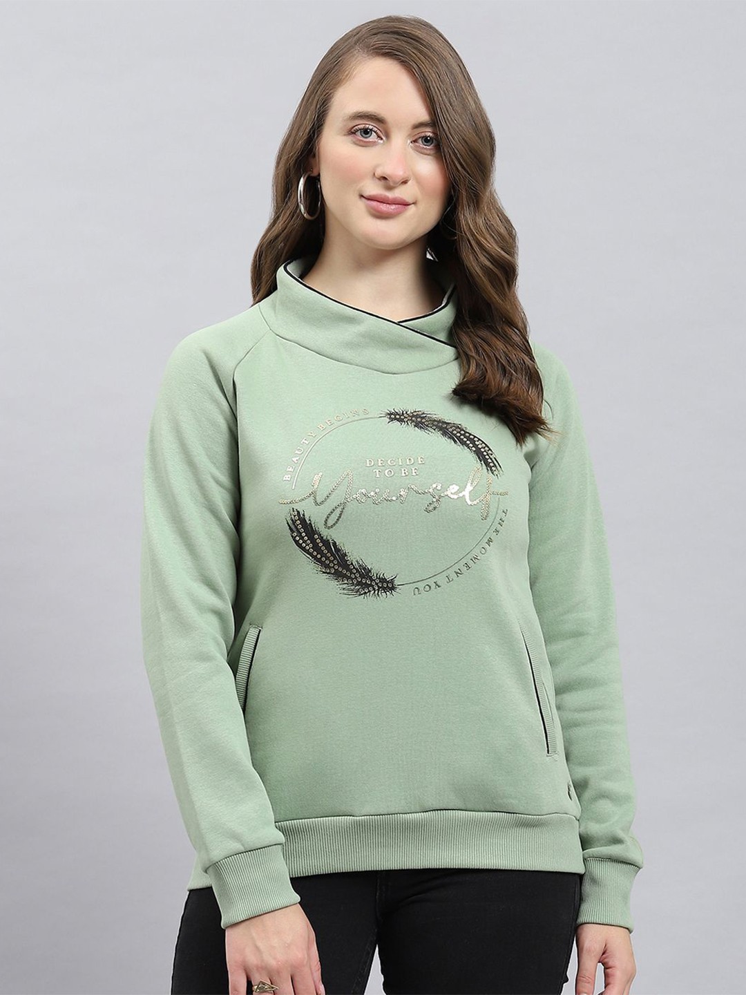 

Monte Carlo Women Printed Sweatshirt, Olive