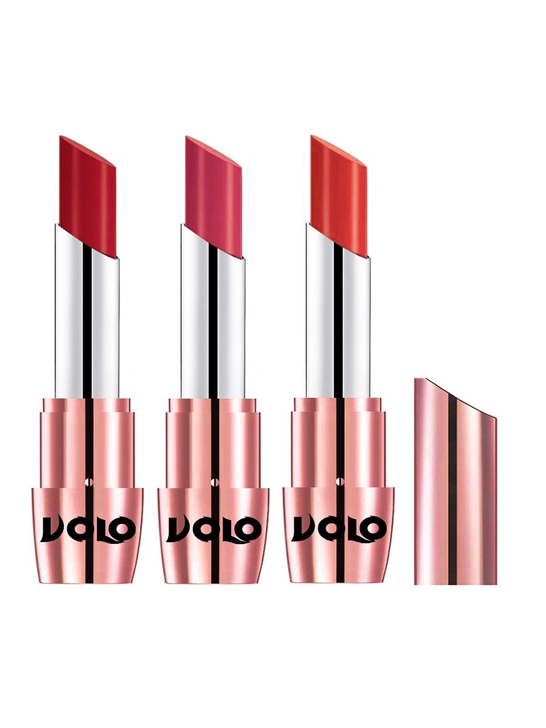 

VOLO Set Of 3 Creme Matte Lipstick 3.5g Each -Tomato Red 641- Pink 640- Orange 649