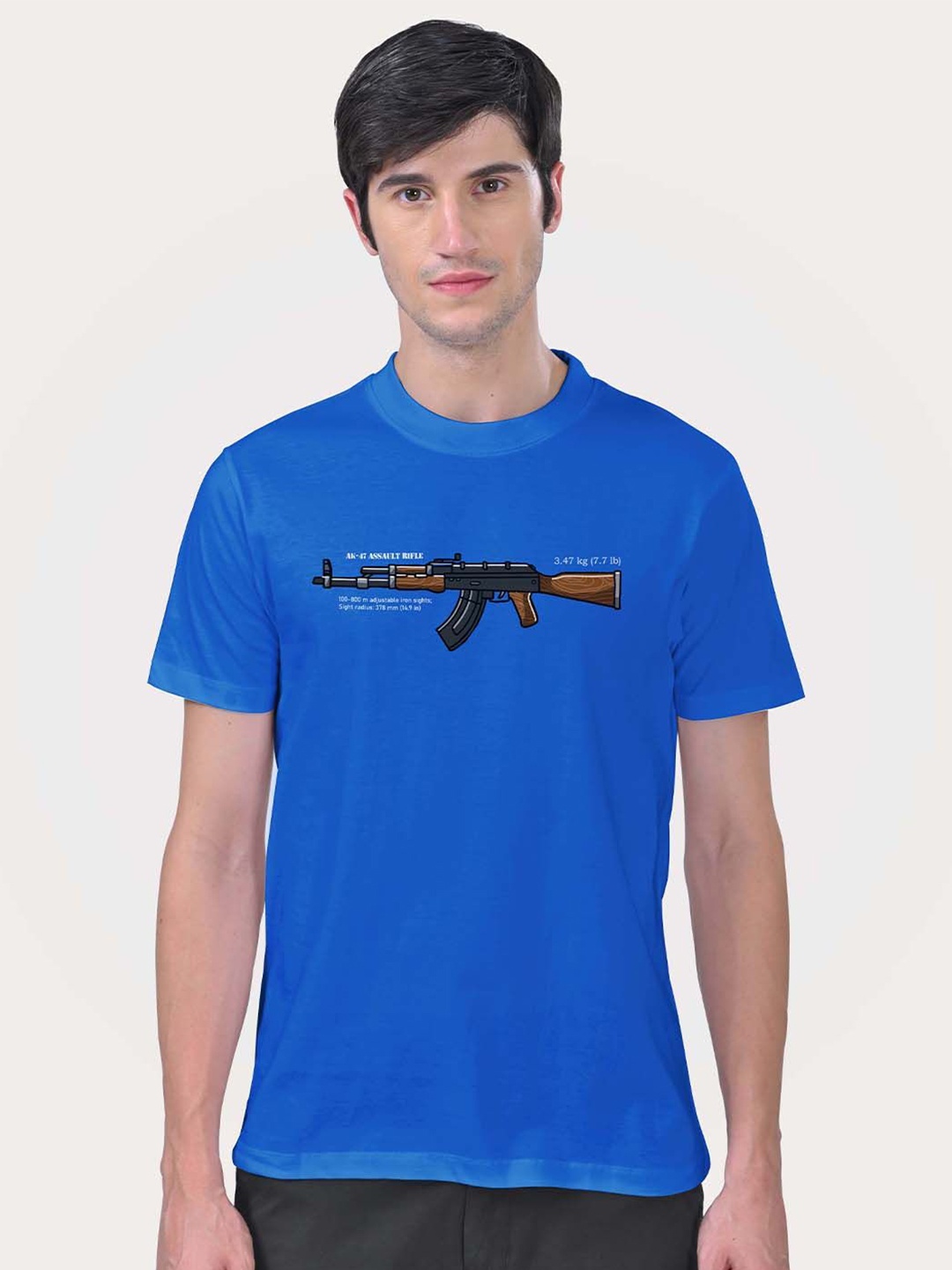 

Aero Armour Unisex Graphic Printed Round Neck Cotton T-shirt, Blue