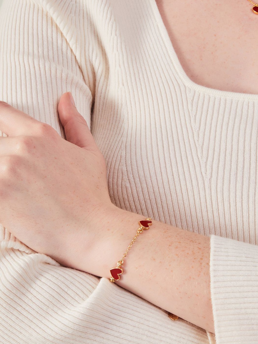 

Accessorize London Enamel Heart Link Bracelet, Gold