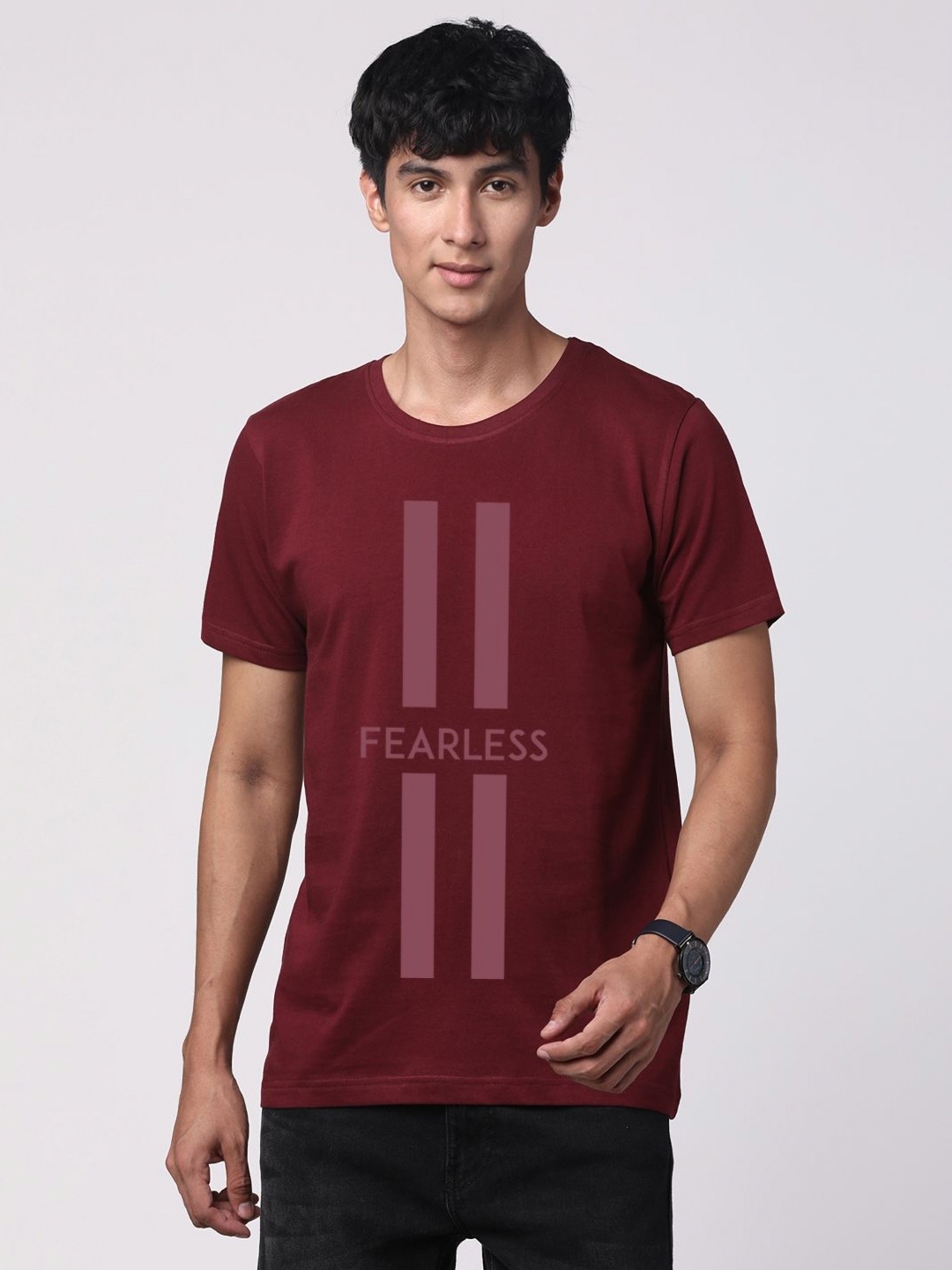 

ADRO Men Typography Printed Cotton T-shirt, Maroon