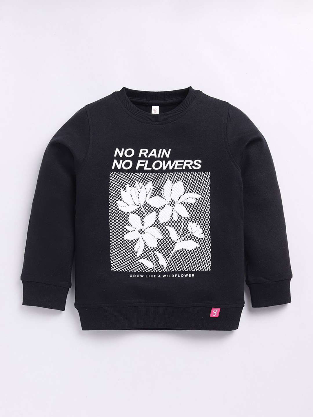 

Ginie Girls Typography Printed Round Neck Sweatshirt, Black