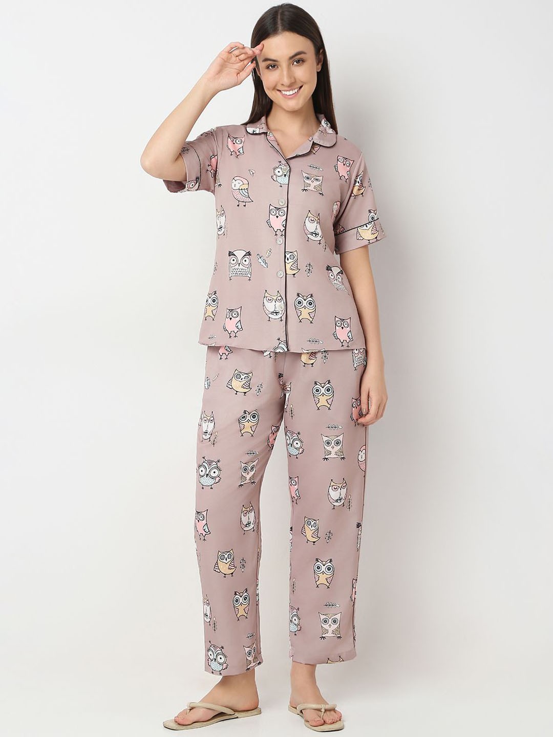 

Smarty Pants Women Printed Night suit, Brown