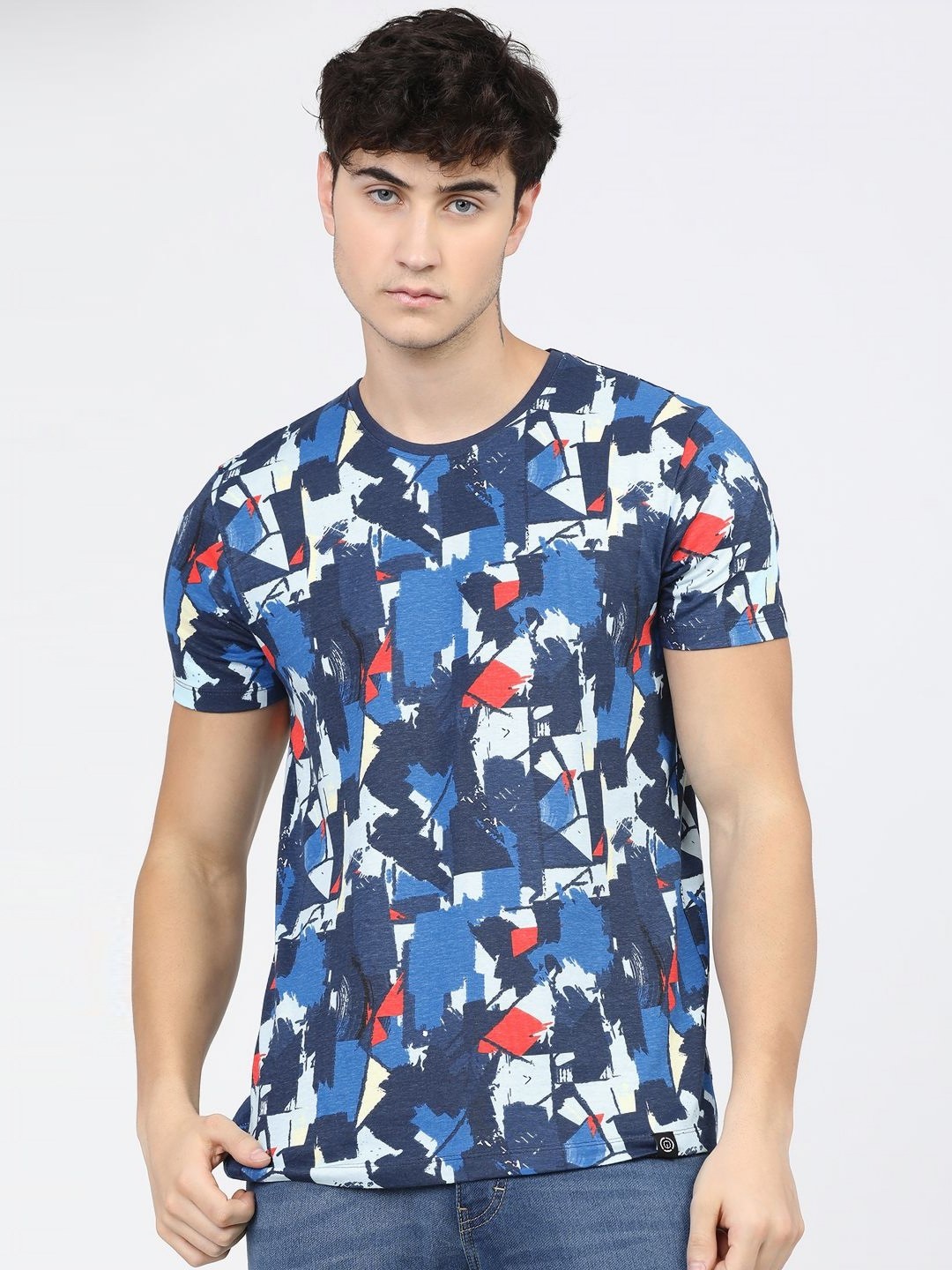 

LOCOMOTIVE Men Graphic Printed Round Neck Cotton Slim Fit T-shirt, Multi