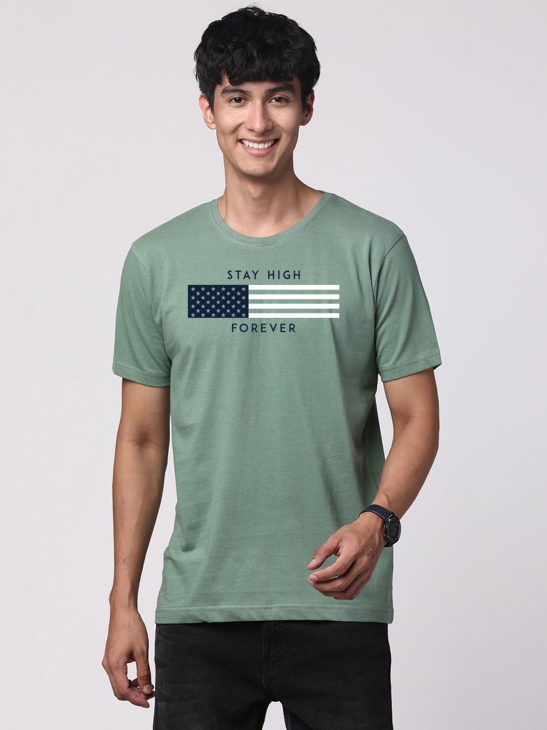 

ADRO Men Graphic Printed Round Neck T-shirt, Sea green