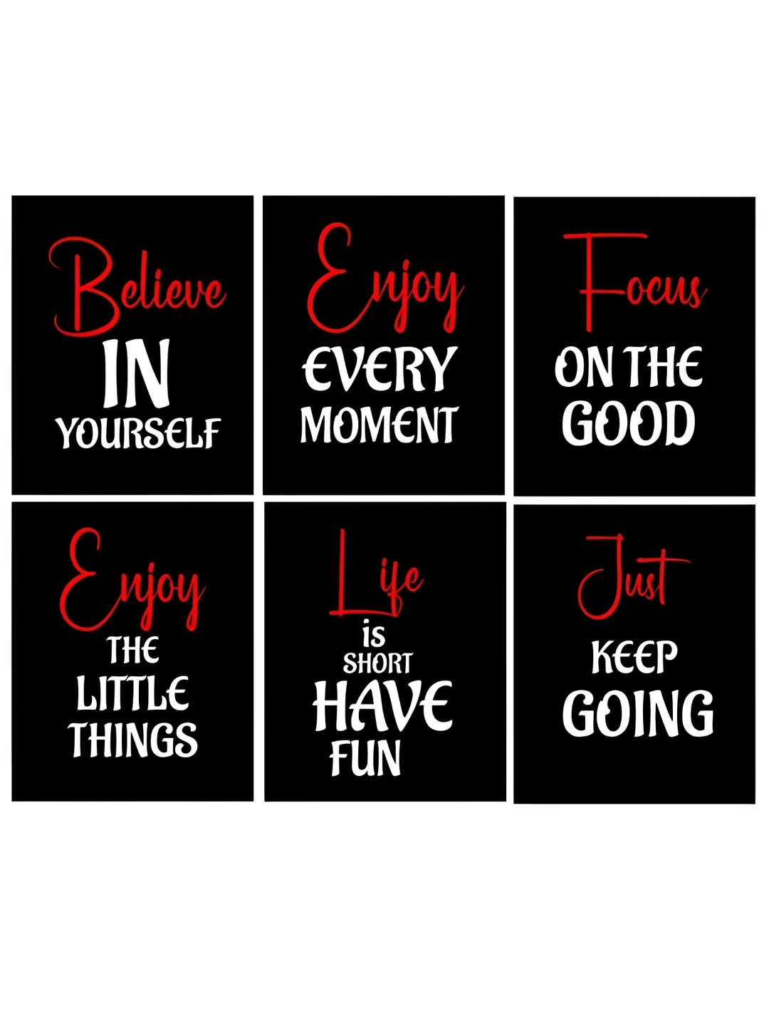 

CVANU Black & White 6 Pieces Motivational Quotes Printed Wall Posters