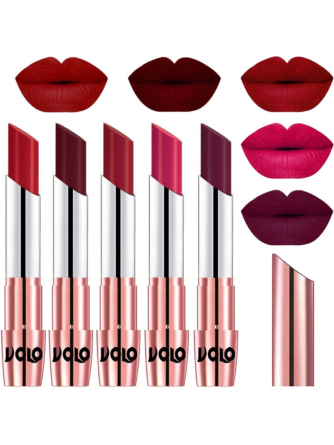 

VOLO Set Of 5 Creme Matte Lipstick - 3.5 g Each - 40-42-43-44-47, Multi