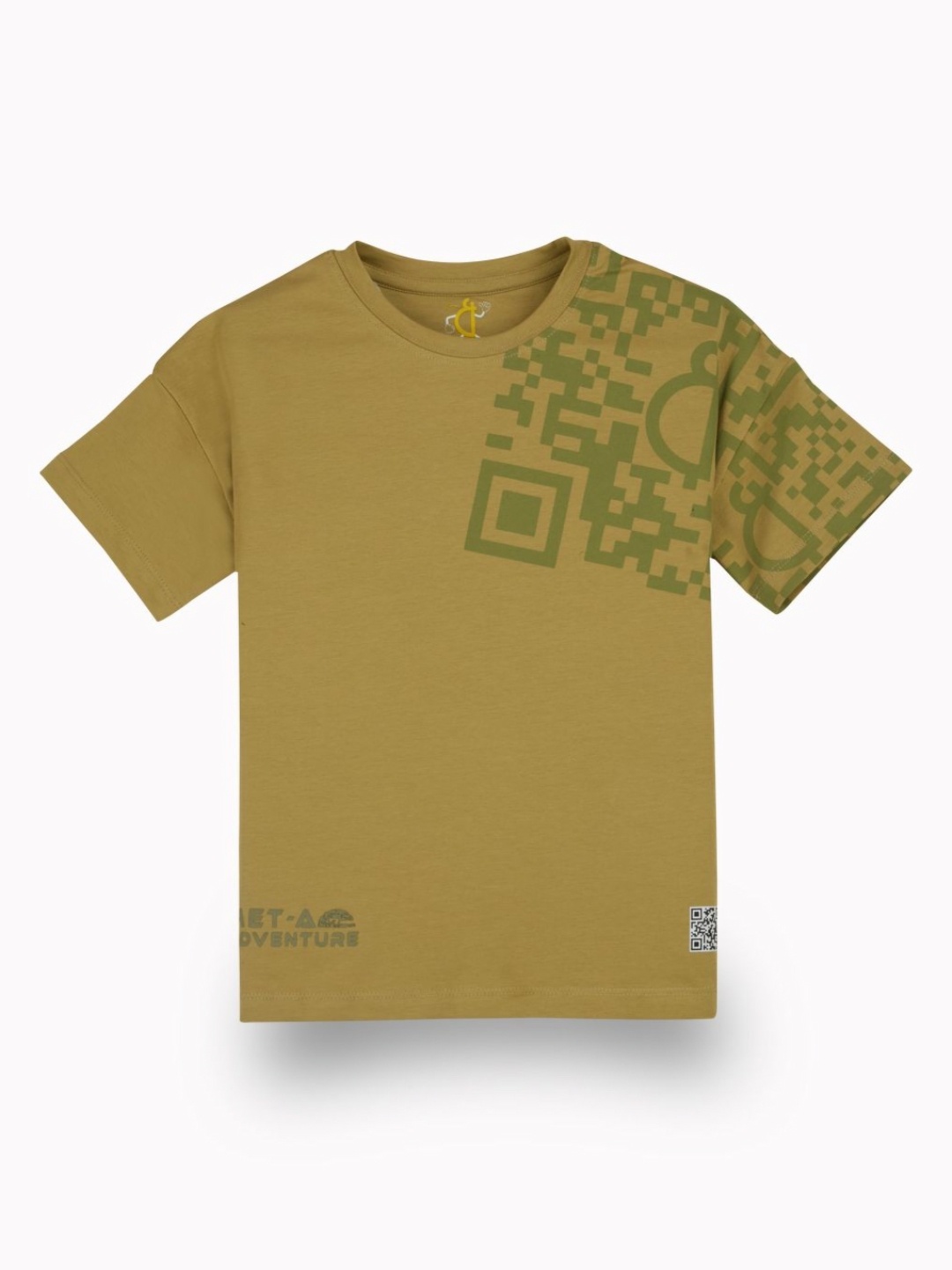 

Gini and Jony Boys Graphic Printed Round Neck Cotton T-shirt, Olive