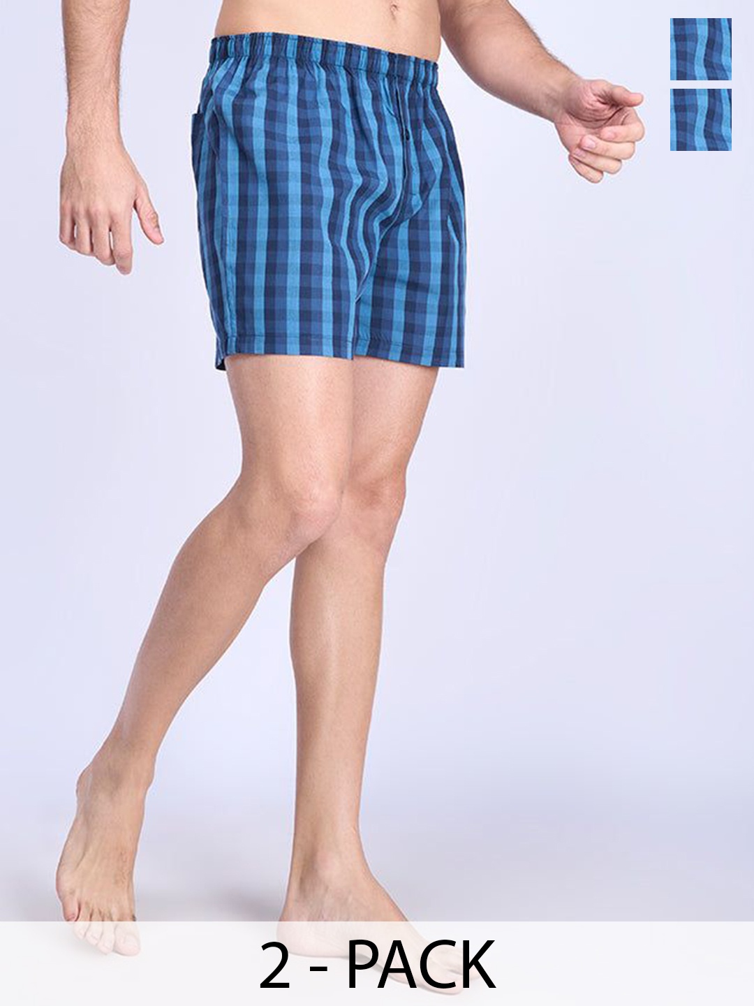 

Unibro Striped Cotton Boxers Pack Of 2 UBSHORTS_WS19-Navy, Navy blue