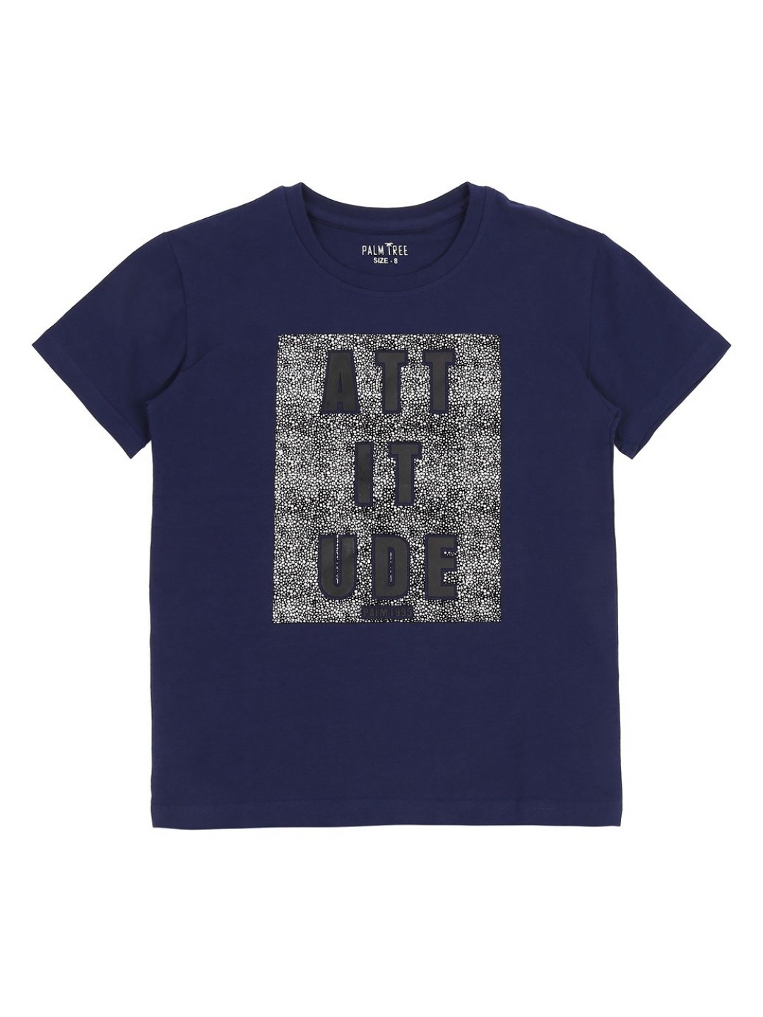 

Palm Tree Boys Graphic Printed Round Neck Cotton T-Shirt, Navy blue