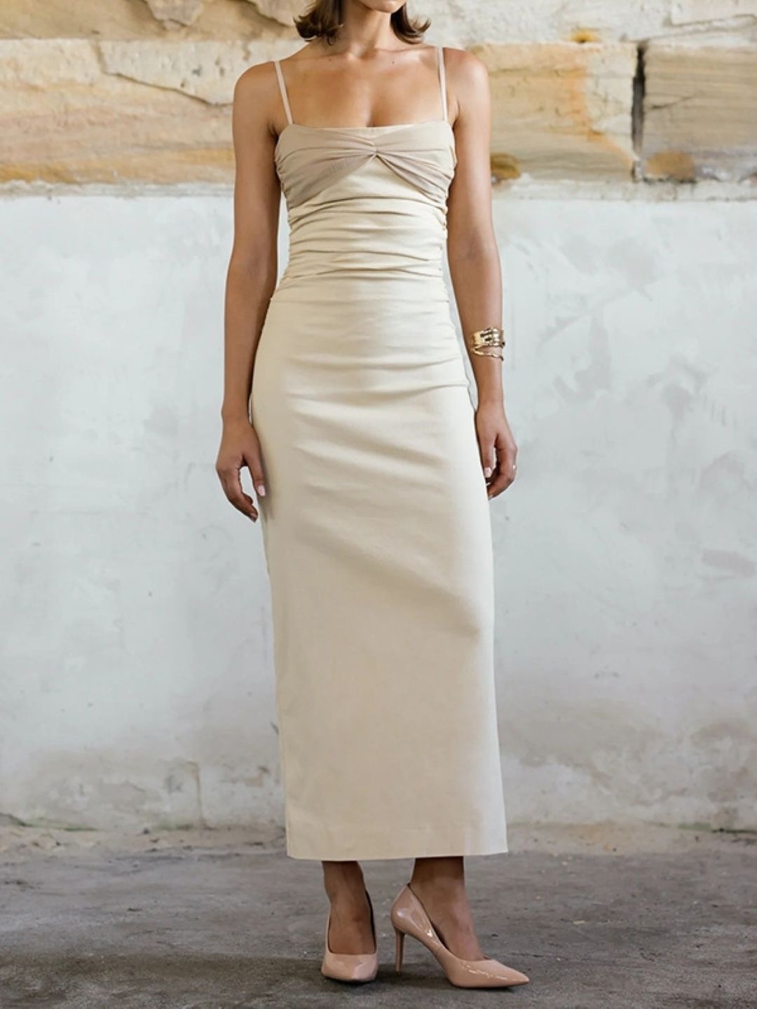 

KPOP Bodycon Maxi Dress, Cream