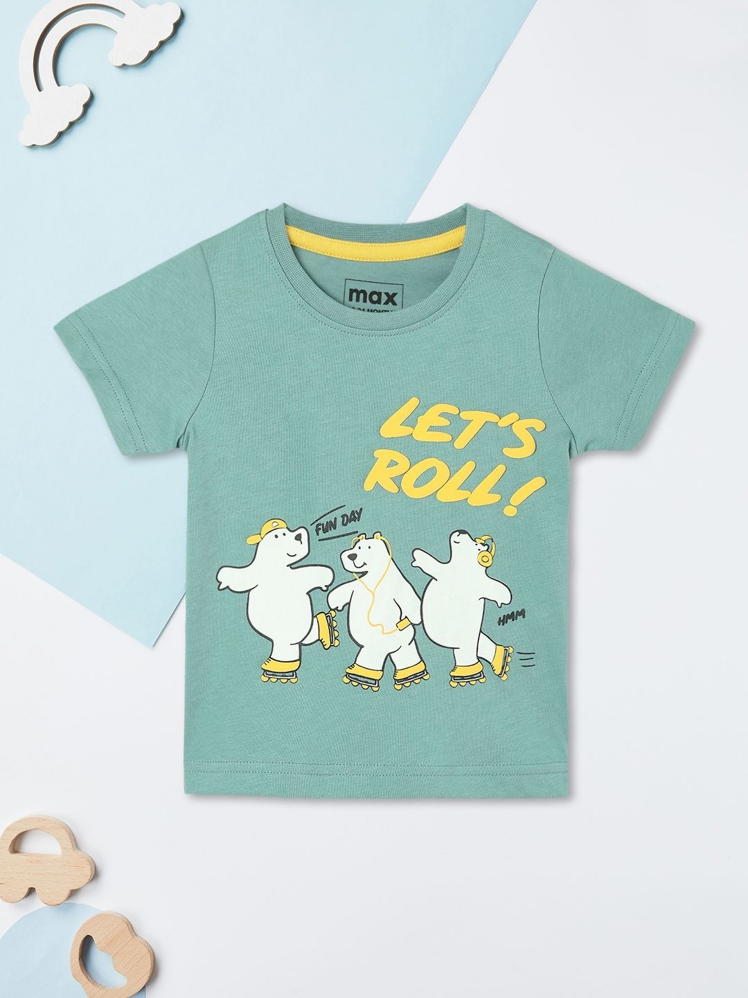 

max Boys Graphic Printed Round Neck Cotton T-shirt, Blue