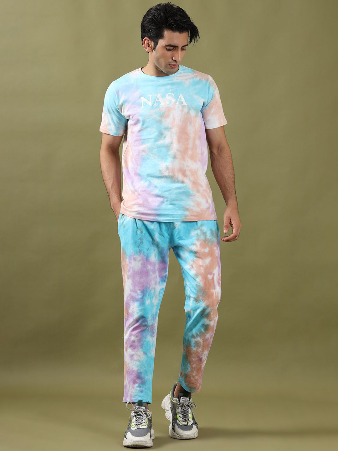 

Tistabene Tie & Dye Printed T-Shirt With Trousers Co-Ords, Blue