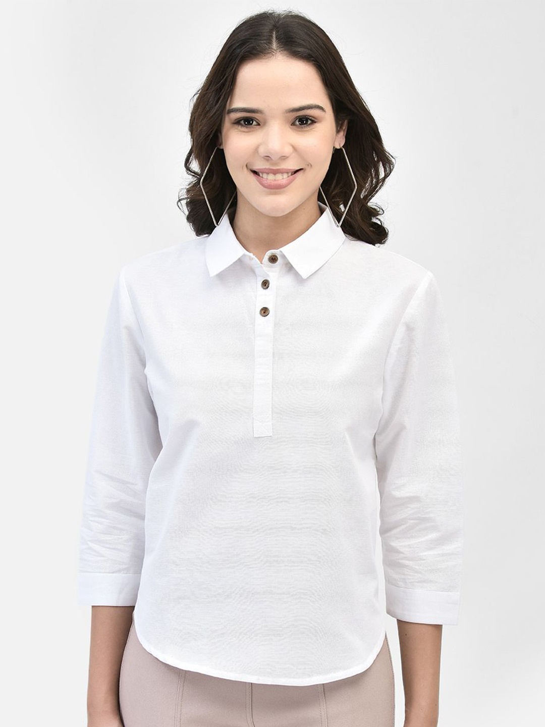 

FUTURO Women Solid Shirt Style Top, White