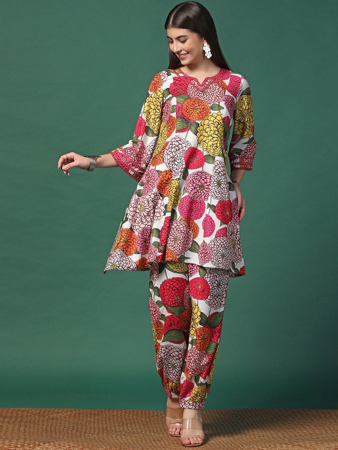 

BAESD Floral Printed Top With Trouser, Red