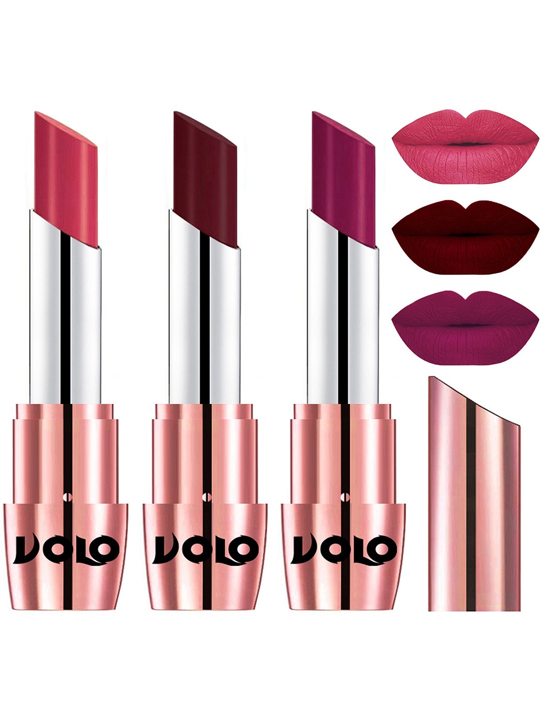

VOLO Set Of 3 Creme Matte Lipstick - 3.5g Each - 641-642-645, Multi