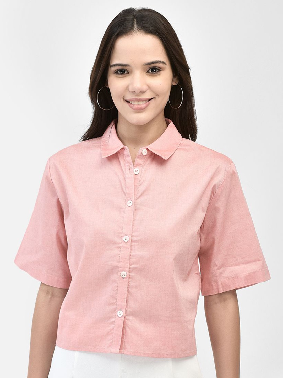 

FUTURO Women Solid Shirt Collar Top, Orange