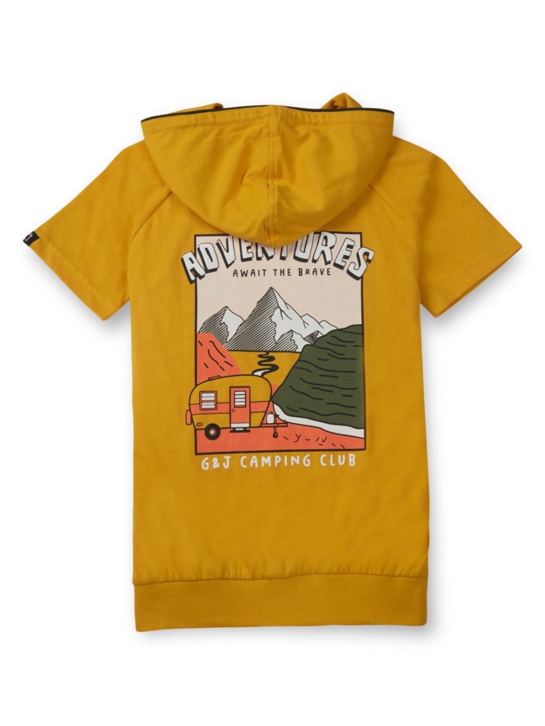 

Gini and Jony Boys Graphic Printed Hood Cotton T-shirt, Mustard