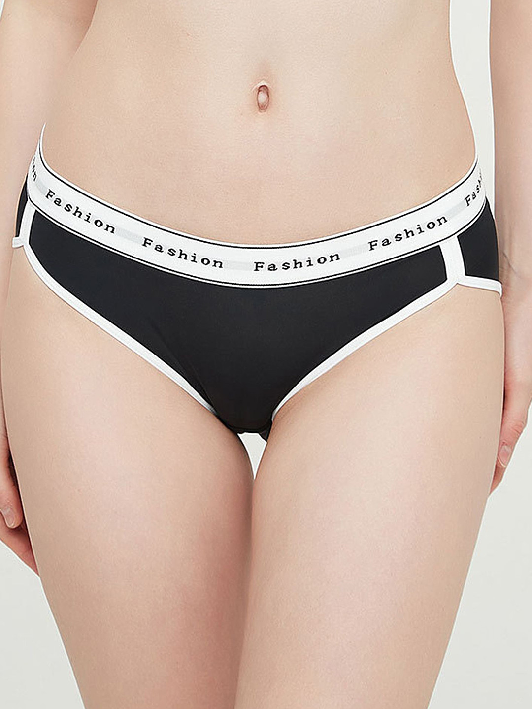 

LULU & SKY Printed Waistband Bikini Briefs K0712-BLACK
