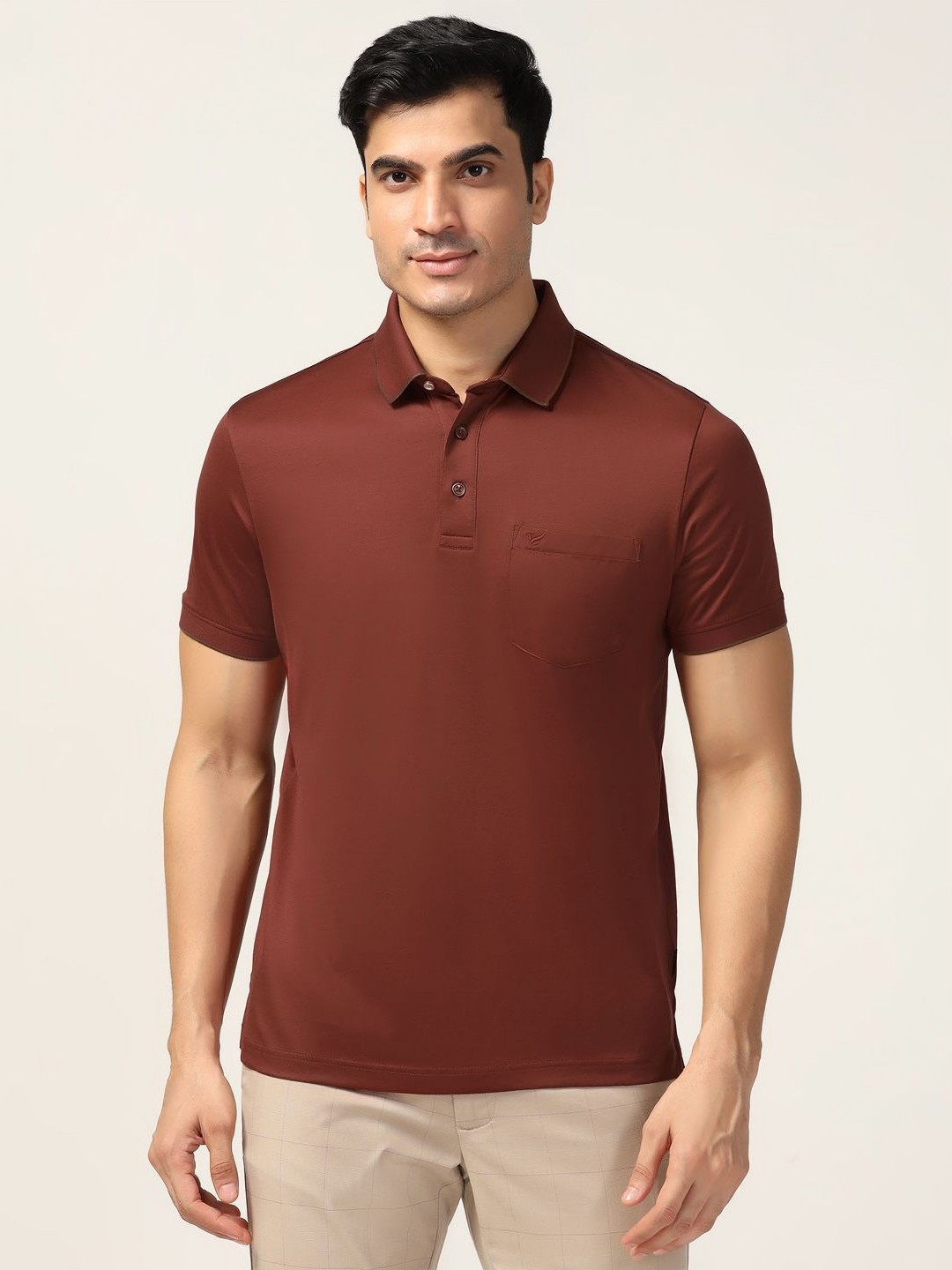

Blackberrys Men Solid Polo Collar Cotton Slim Fit T-shirt, Maroon