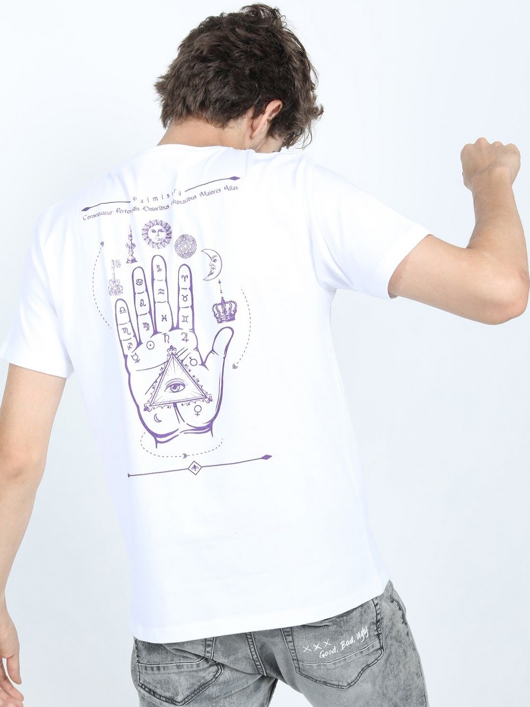 

LOCOMOTIVE Men Graphic Printed Round Neck Cotton Slim Fit T-shirt, White