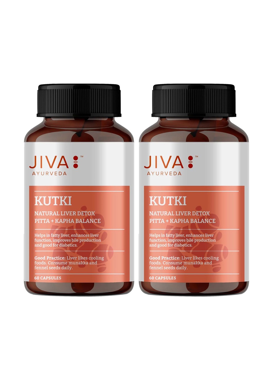 

Jiva Set Of 2 Kutki Capsules For Liver Support & Detox - 60 Capsules Each, White