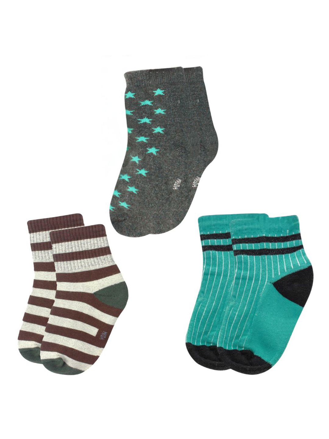 

BAESD Infants Pack Of 3 Patterned Ankle-Length Socks, Brown