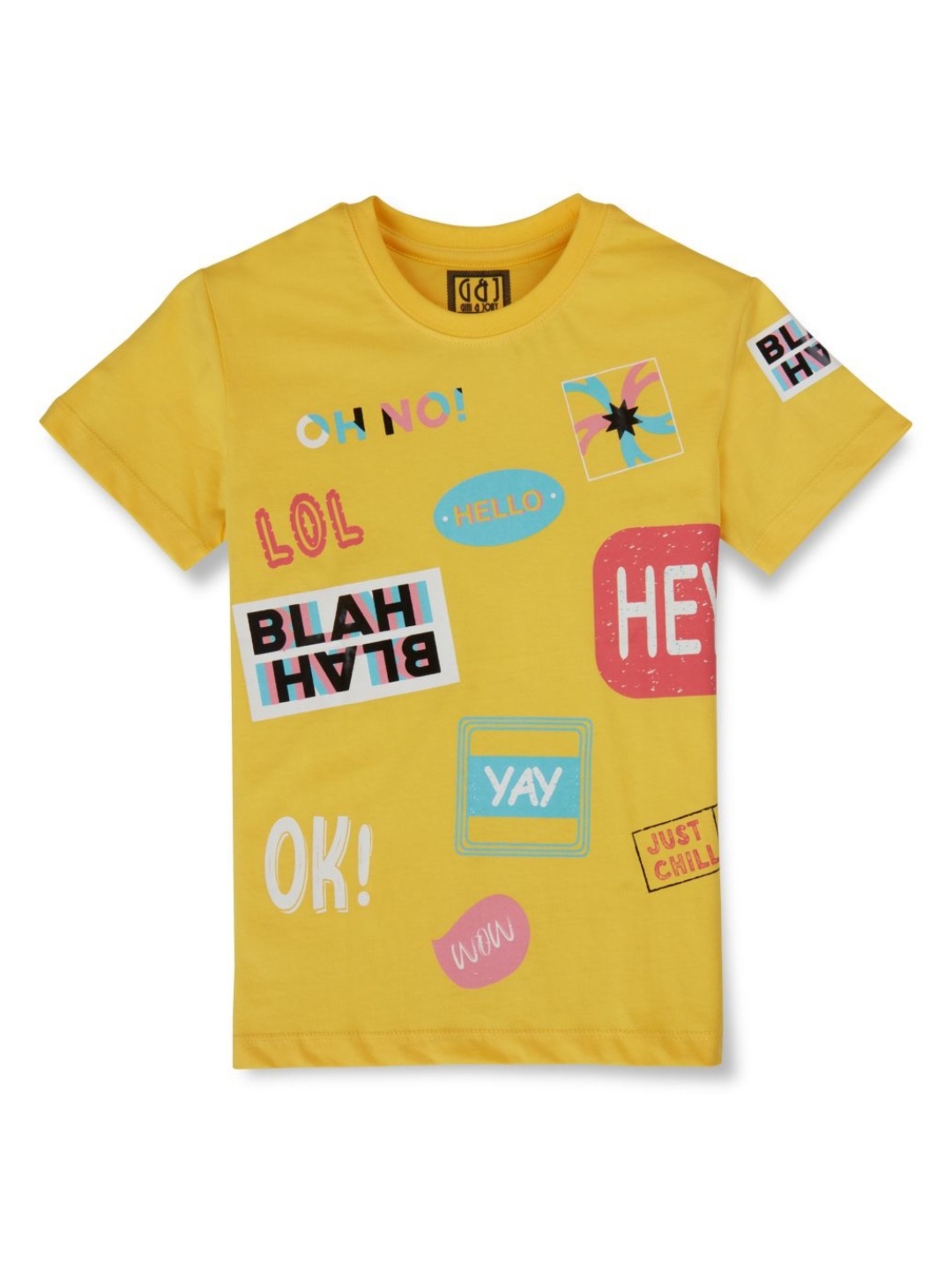 

Gini and Jony Boys Typography Printed Round Neck Cotton T-shirt, Yellow