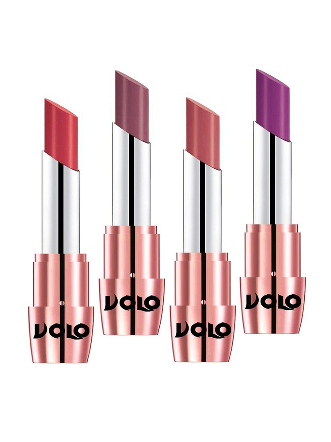 

VOLO Set Of 4 Creme Matte Lipstick - 3.5g Each - Plum-Peach-Purple-Light Peach, Multi