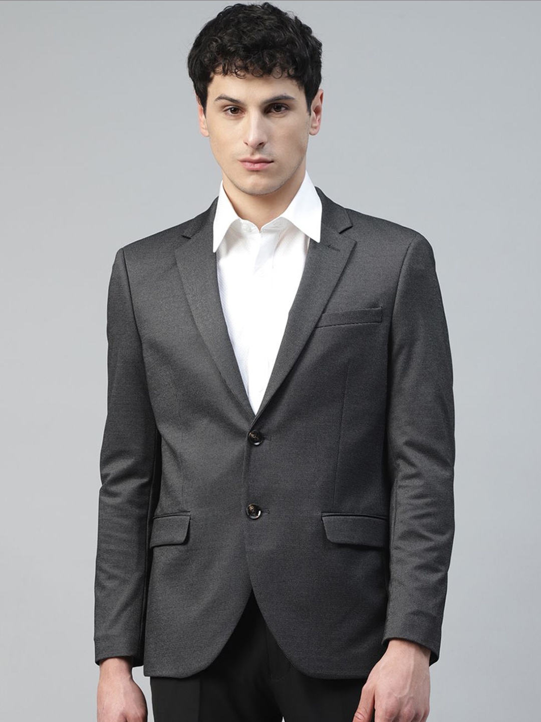 

Givo Tailored Fit Cotton Single-Breasted Formal Blazer, Grey