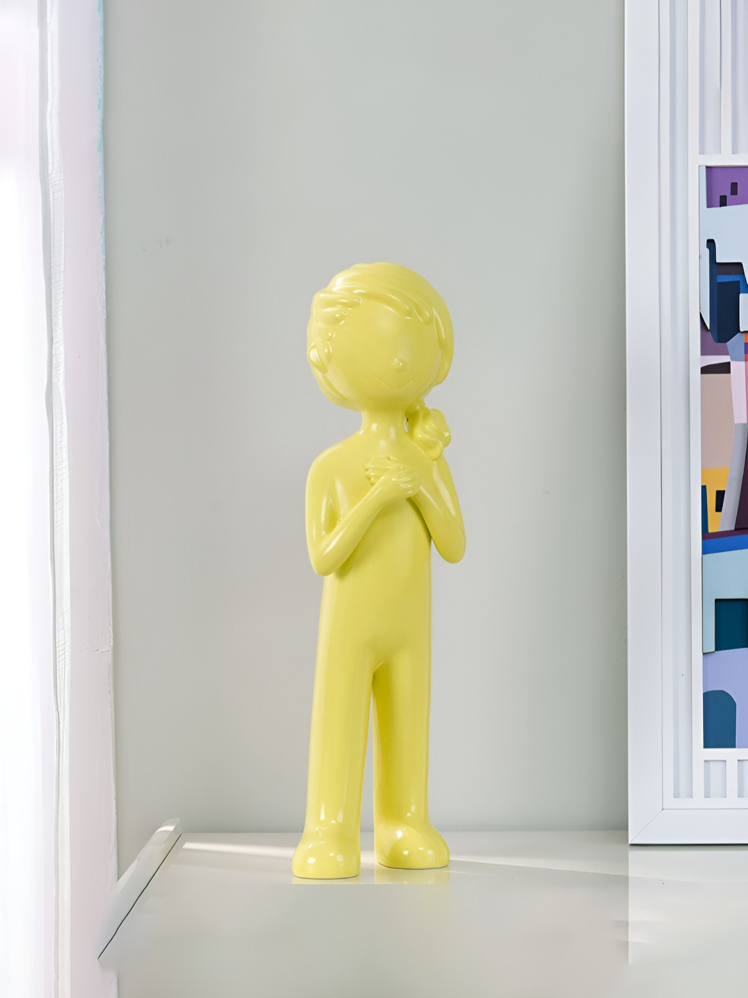 

Athome by Nilkamal Yellow Ceramic Girl Standing Showpiece