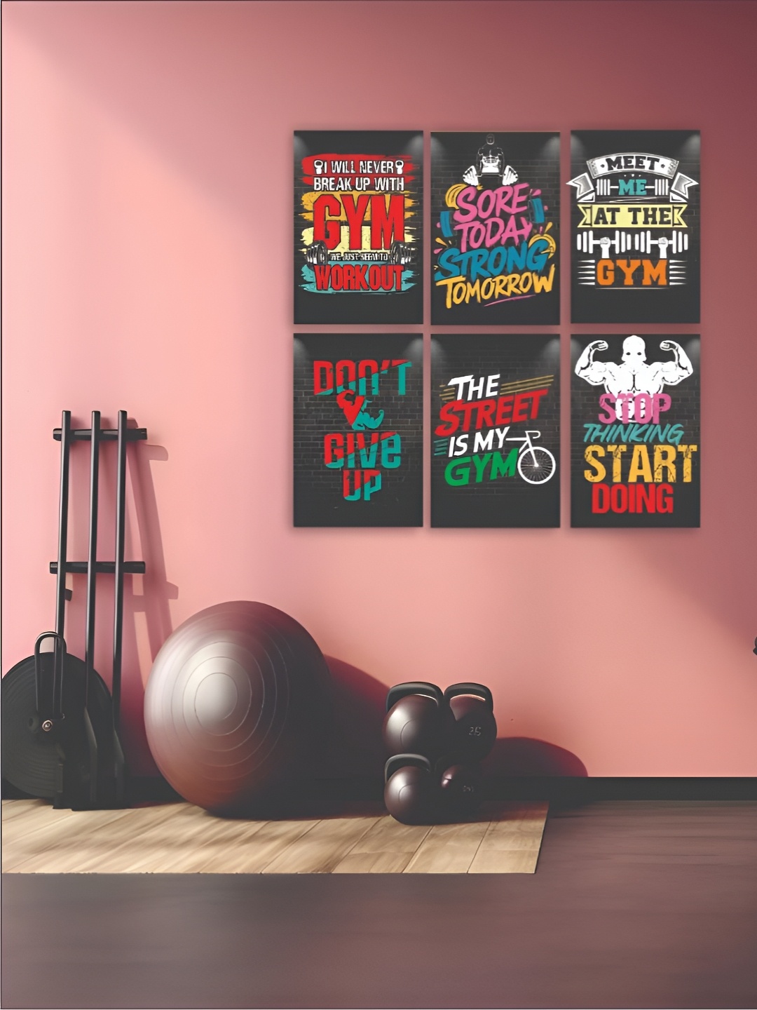 

CVANU Black & Red 6 Pieces 3D Printed Self Adhesive Wall Sticker