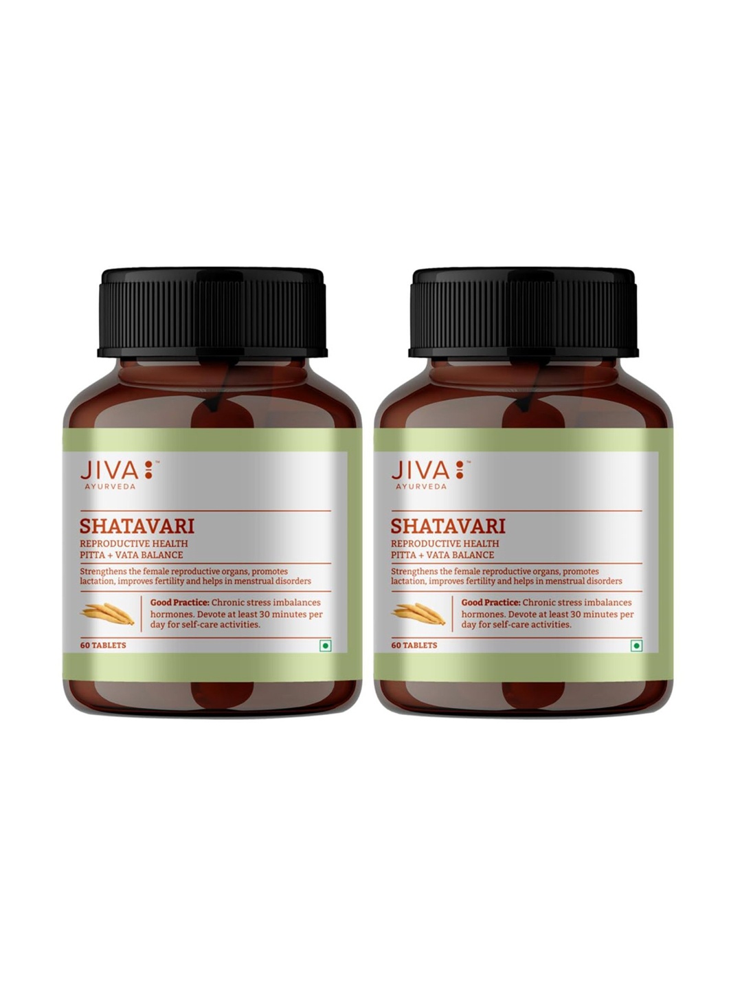 

Jiva Set Of 2 Ayurvedic Shatavari Tablets - 60 Tablets Each, White