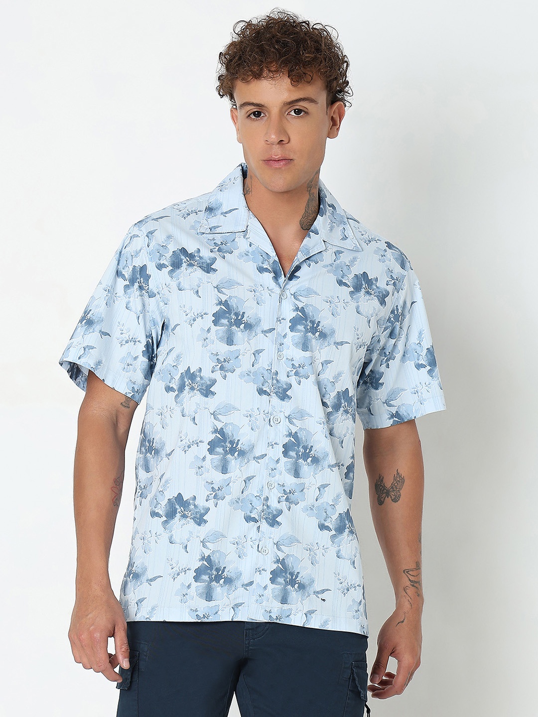 

SPYKAR Floral Opaque Printed Casual Shirt, Blue