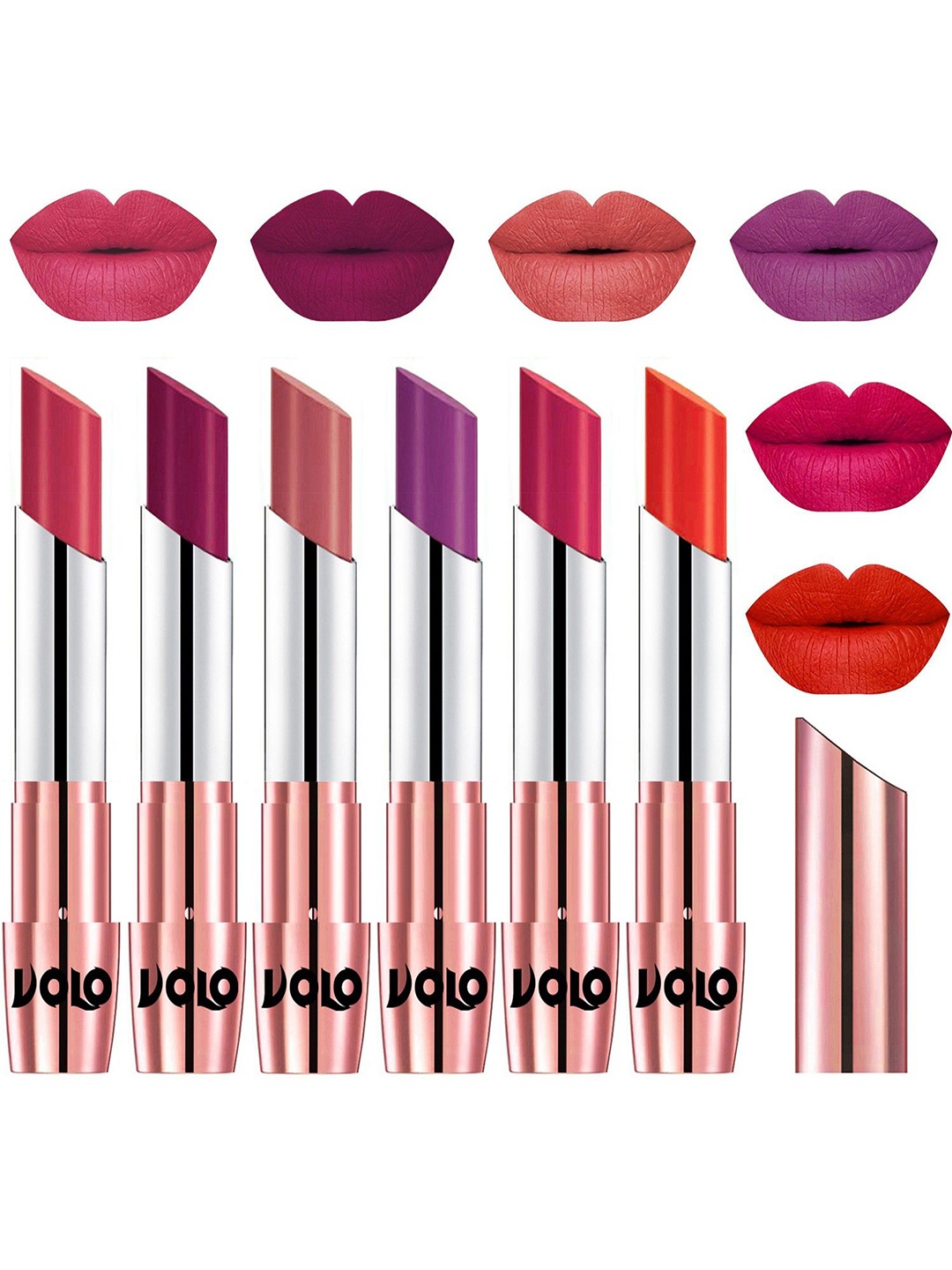 

VOLO Set Of 6 Creme Matte Lipstick - 3.5g Each, Peach