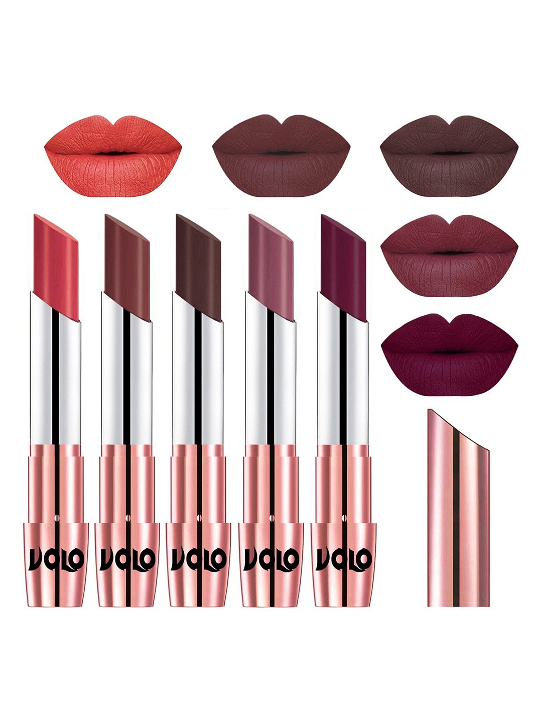 

VOLO Set Of 5 Creme Matte Lipstick-3.5g Each-33-34-35-36-47, Multi