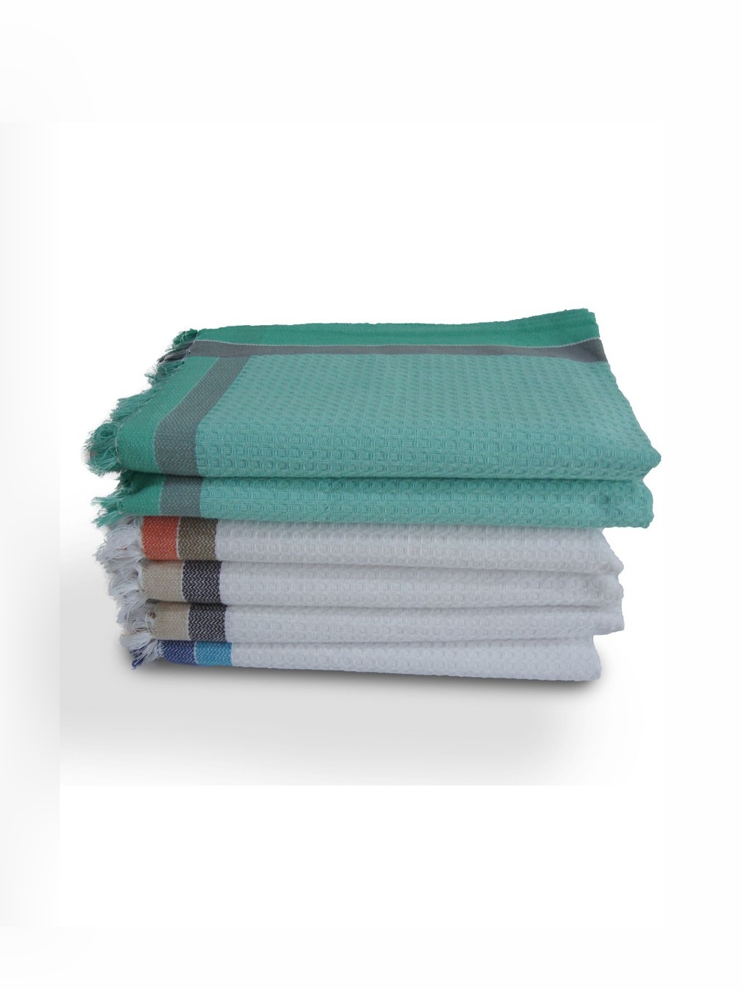 

Aura Sea Green & White 6 Pieces Cotton 210 GSM Bath Towel