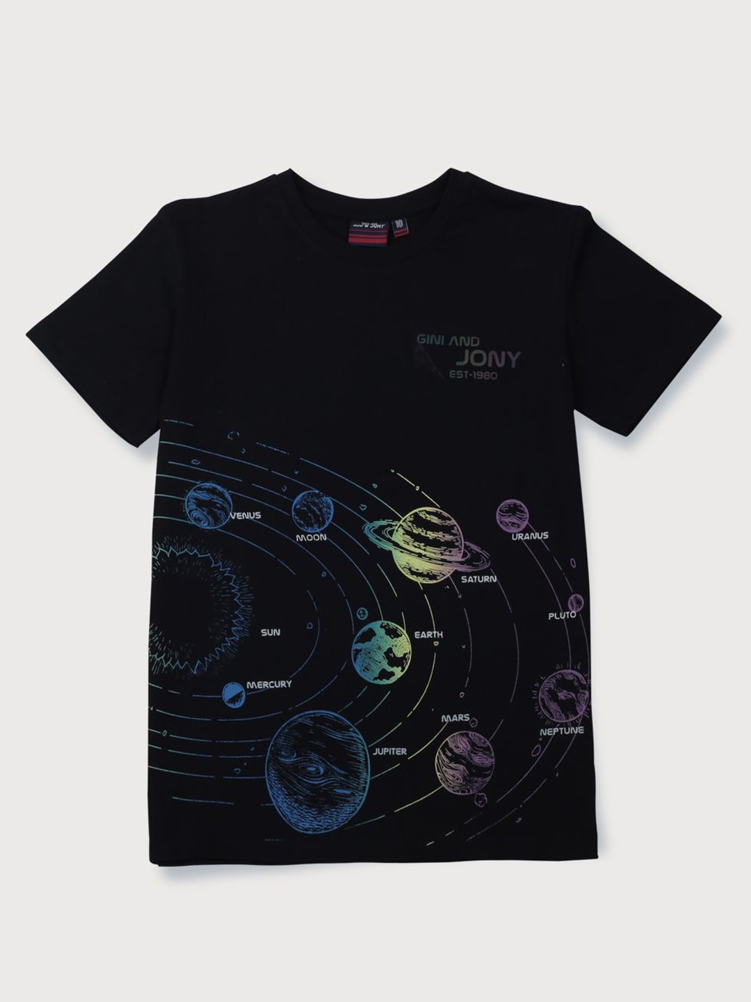 

Gini and Jony Boys Graphic Printed Round Neck Cotton T-shirt, Black