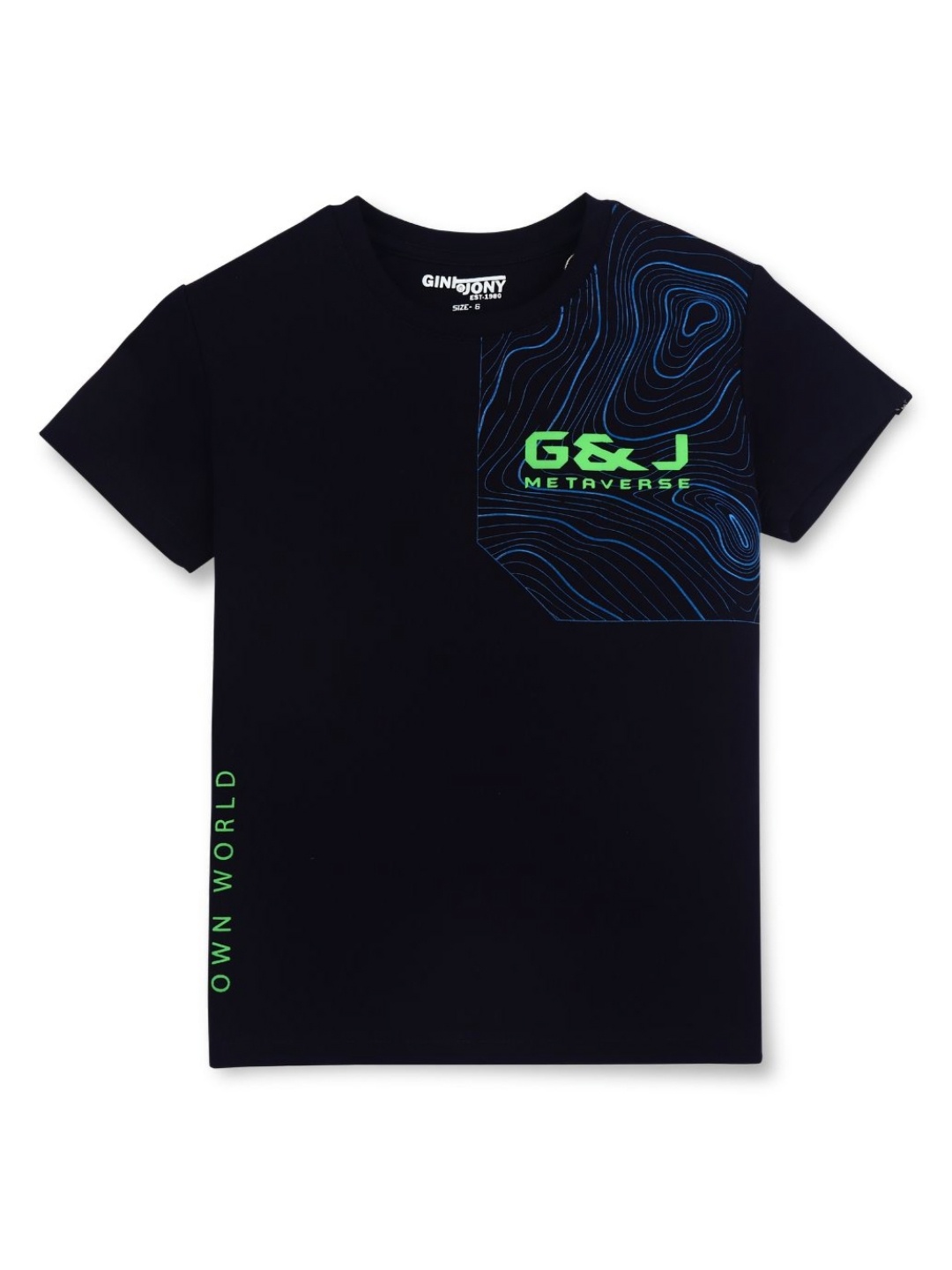 

Gini and Jony Boys Graphic Printed Round Neck Cotton T-shirt, Navy blue