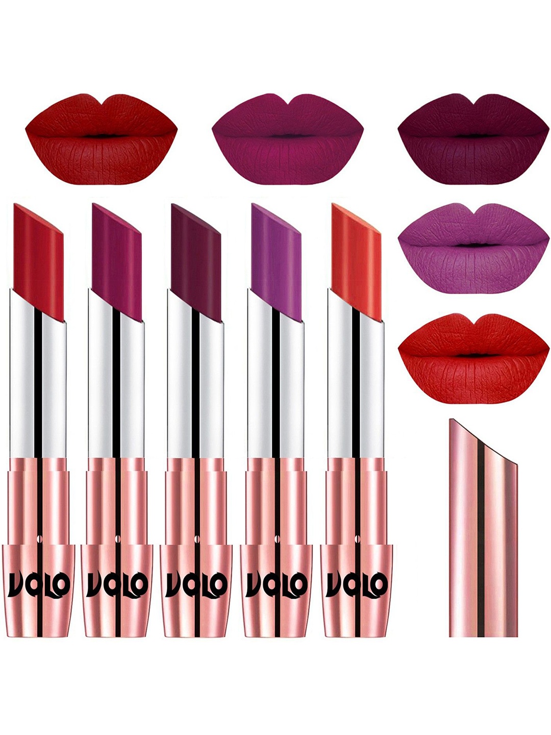 

VOLO Set Of 5 Creme Matte Lipstick - 3.5g Each - 40-45-47-48-49, Multi