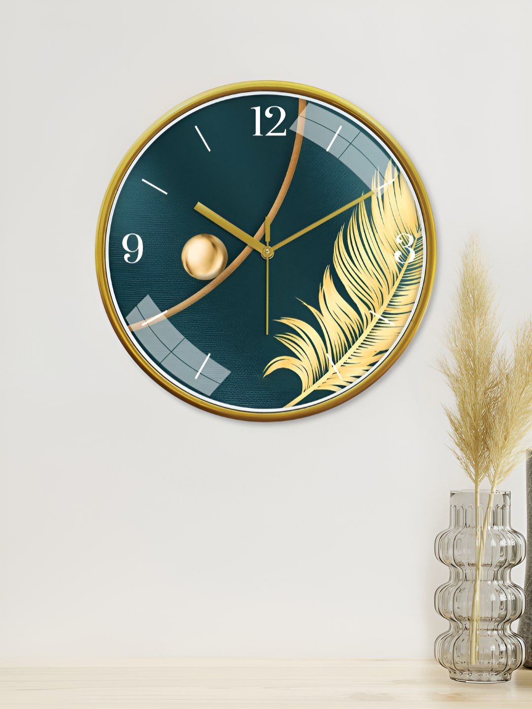 

RANDOM Green & Yellow Printed Round Shaped Embossed Dial Analogue Wall Clock