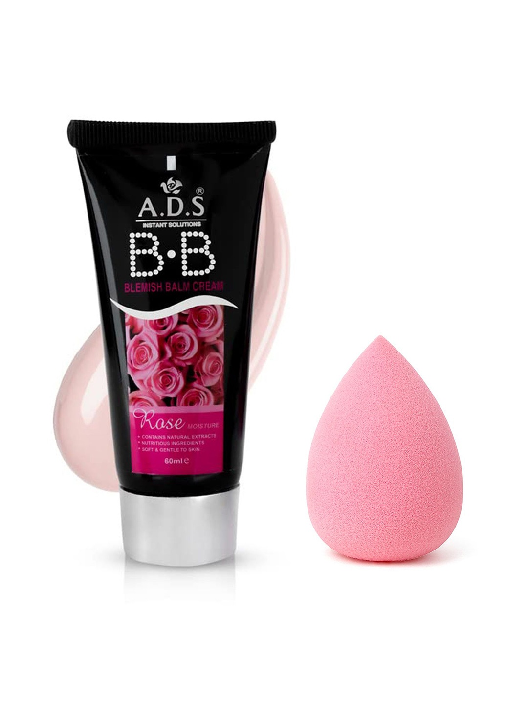 

A.D.S Instant Solutions Blemish Balm Cream & Sponge Beauty Blender Puff, 60gm Shade-02, Tan