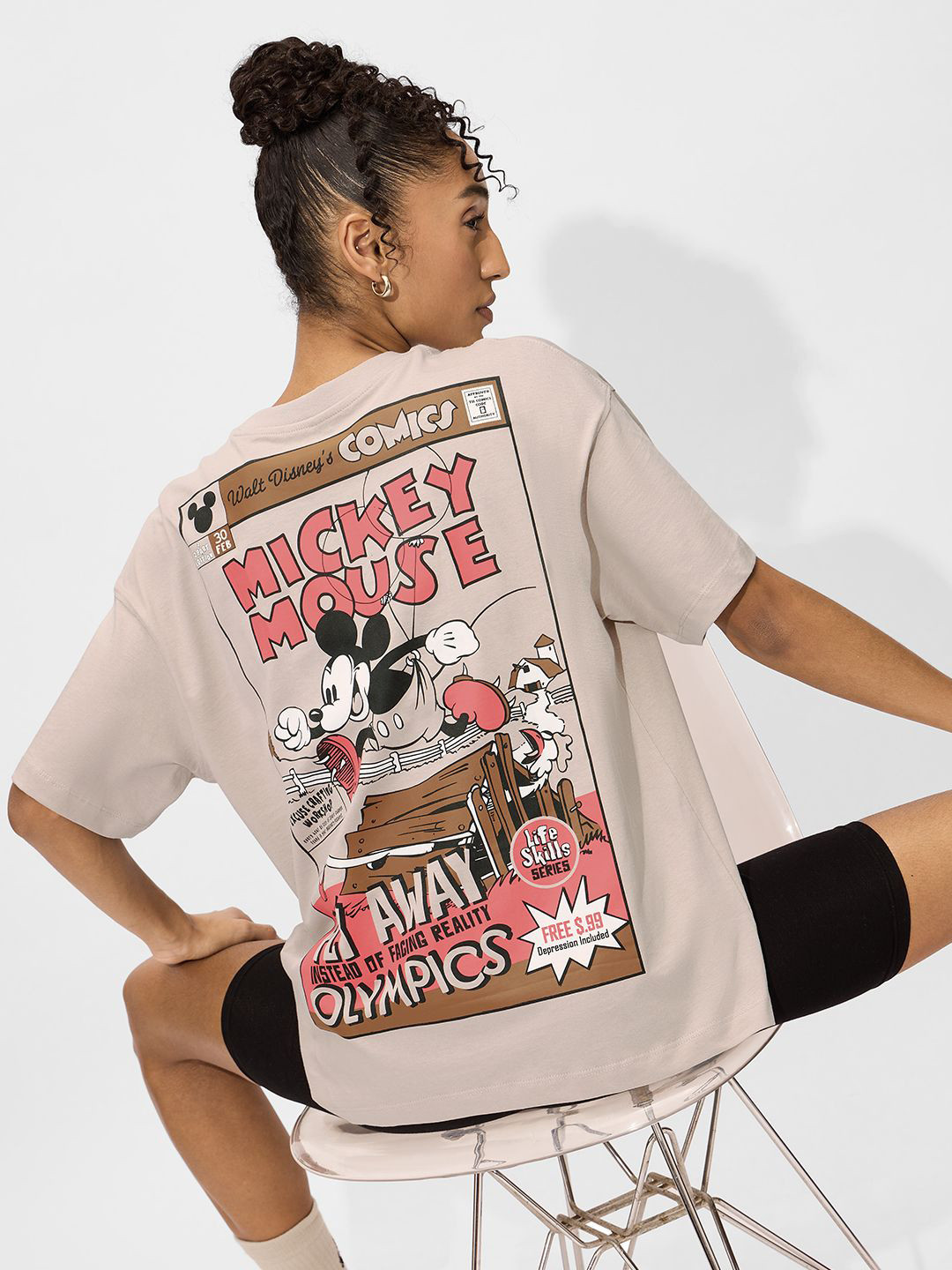 

The Souled Store Women Graphic Printed Round Neck Cotton Oversized T-shirt, Off white