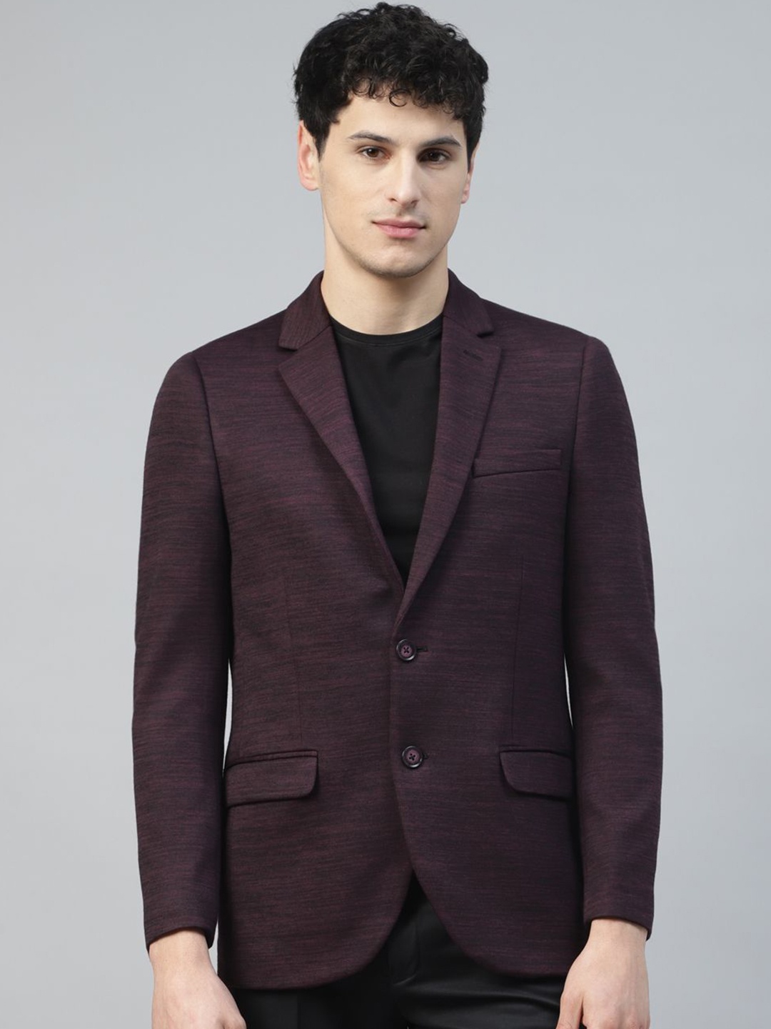 

Givo Tailored Fit Single-Breasted Cotton Formal Blazer, Burgundy