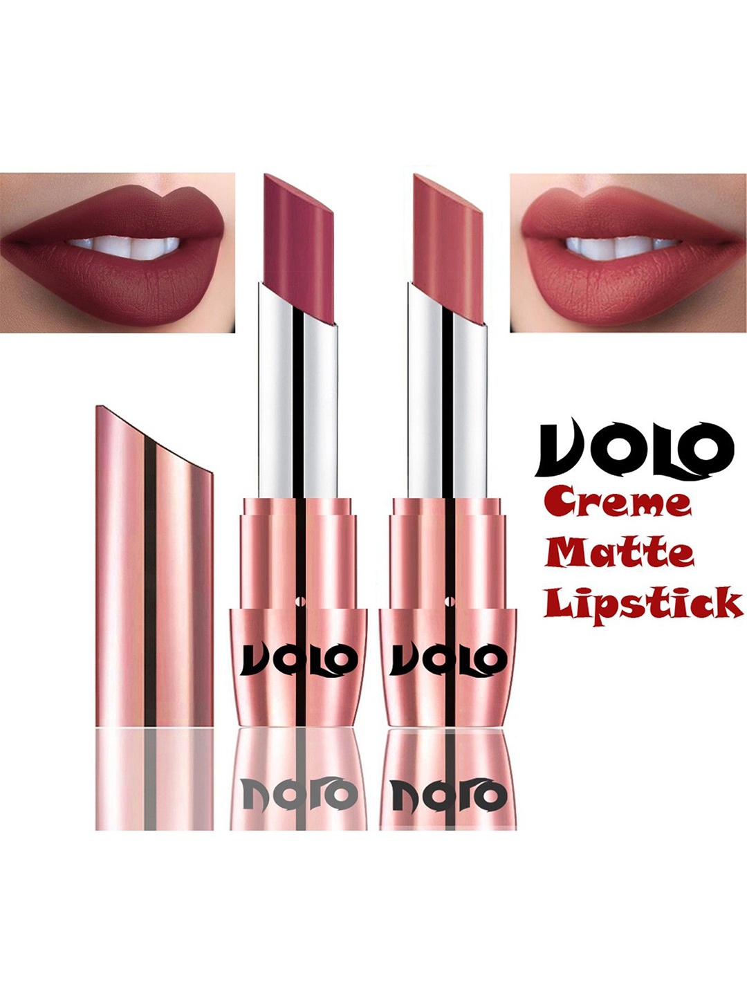 

VOLO Set Of 2 Creamy Matte Lipstick- 3.5g-Cherry -Light Peach-631-632, Pink