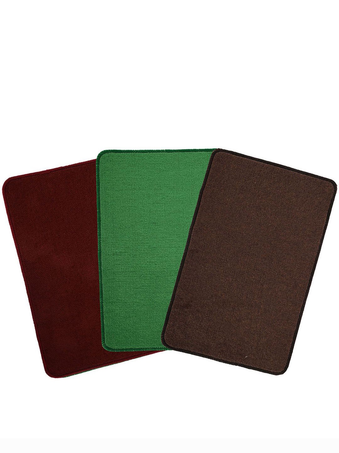 

Kuber Industries Maroon & Green 3 Pieces Anti Skid Door Mat